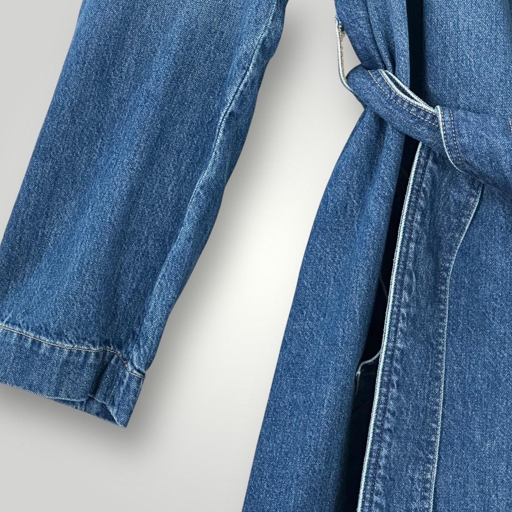 KHAITE Roth Trench Coat Small Blue Denim Belted Made Italy Prototype - Picture 3 of 14